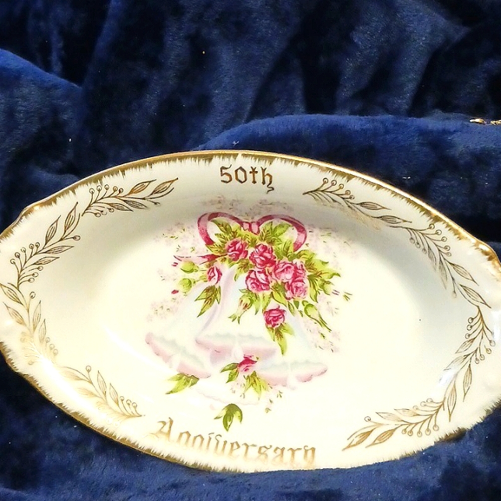 Vintage TII China 50th Anniversary Oval Candy Dish *Made In Japan*